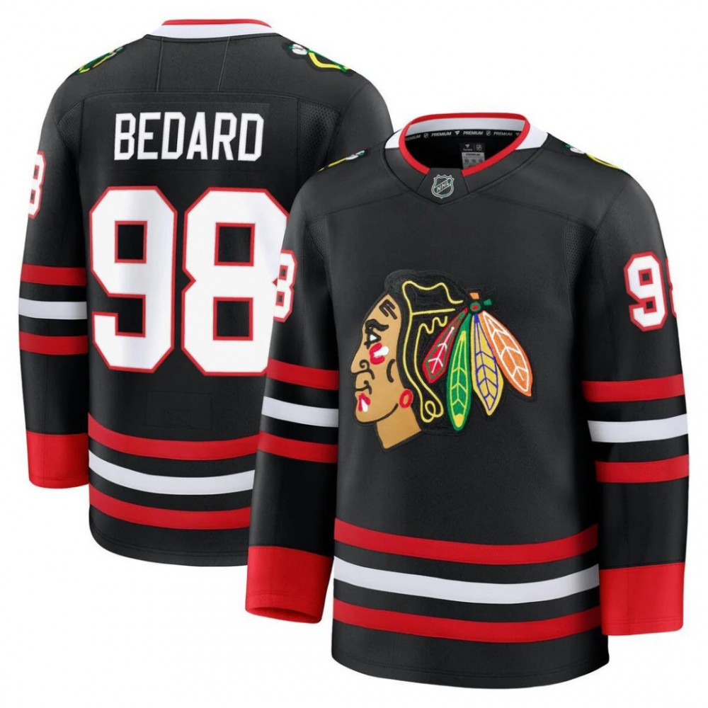 Connor Bedard Chicago Blackhawks Black Alternate Premium Jersey-Pro Kit Vault | Brand New 26/27 Sports Jerseys